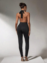 One Piece Clothing Deep V Neck Rhinestones Women Black Bodysuit